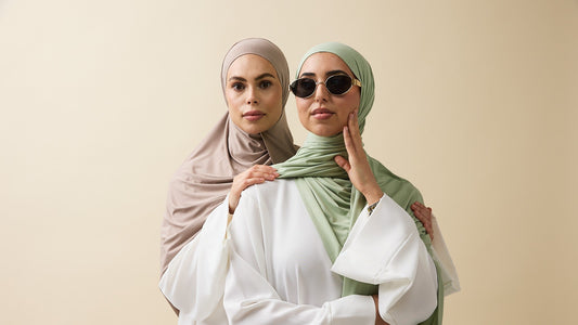 Brown and green bamboo hijab